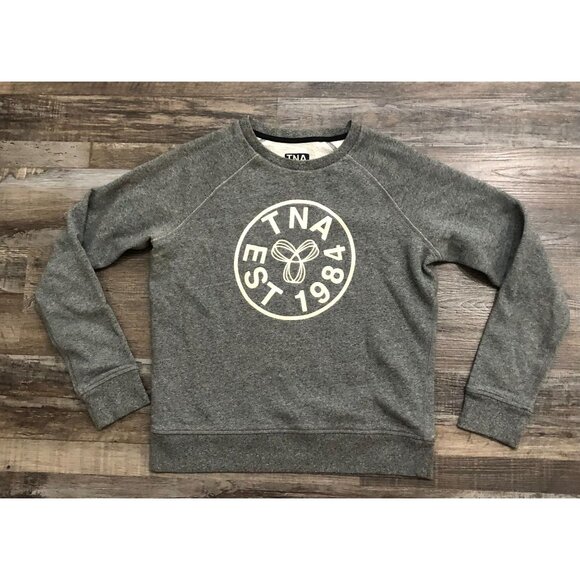 TNA Womens Small Gray Grey Crewneck Long Sleeve Sweatshirt Pullover - Picture 1 of 6